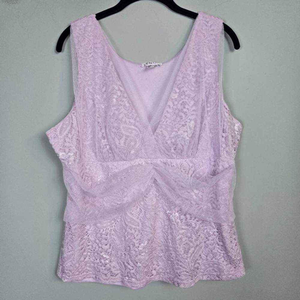 Venus Womens Lace Babydoll Tank Top Size XL Purple Delicate Soft Girl Coquette